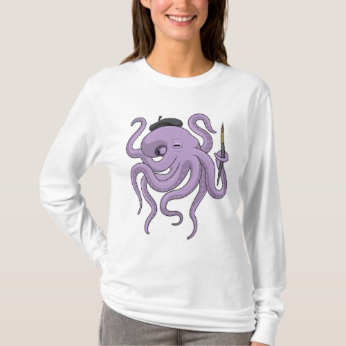 Octopus Painter Paint brush T_Shirt