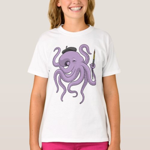 Octopus Painter Paint brush T_Shirt