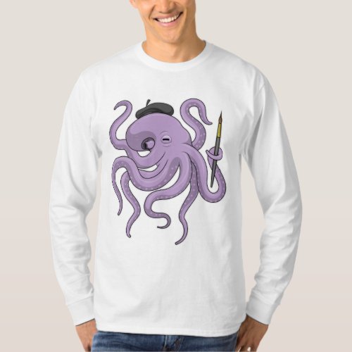 Octopus Painter Paint brush T_Shirt