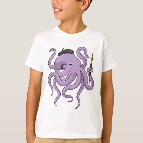 Octopus Painter Paint brush T_Shirt