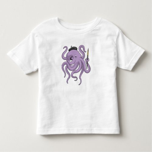 Octopus Painter Paint brush Toddler T_shirt