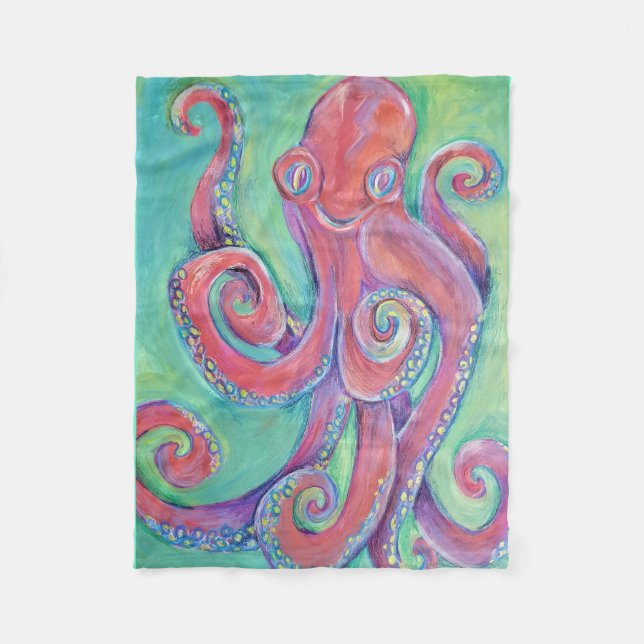 octopus painting fleece blanket (Front)