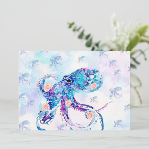 octopus pastel in dream holiday card