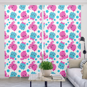 Octopus Pattern, Cute Octopus, Sea Animals Blackout Curtains