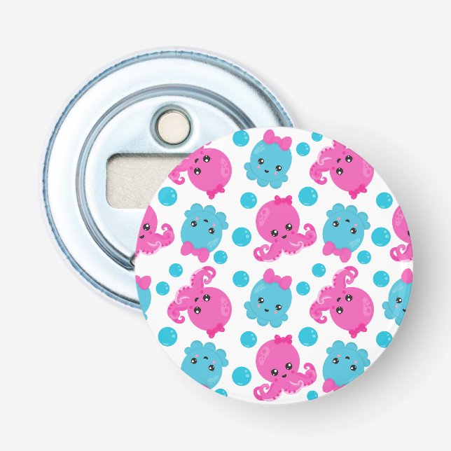 Octopus Pattern, Cute Octopus, Sea Animals Bottle Opener (Front)