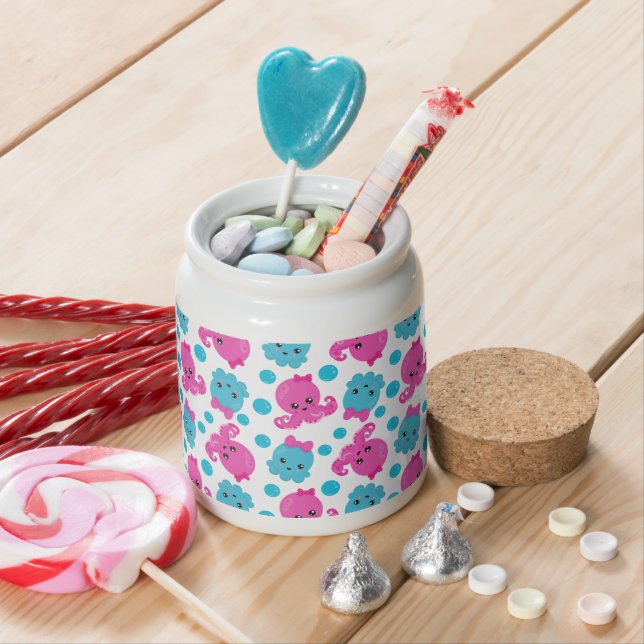 Octopus Pattern, Cute Octopus, Sea Animals Candy Jar (In Situ)