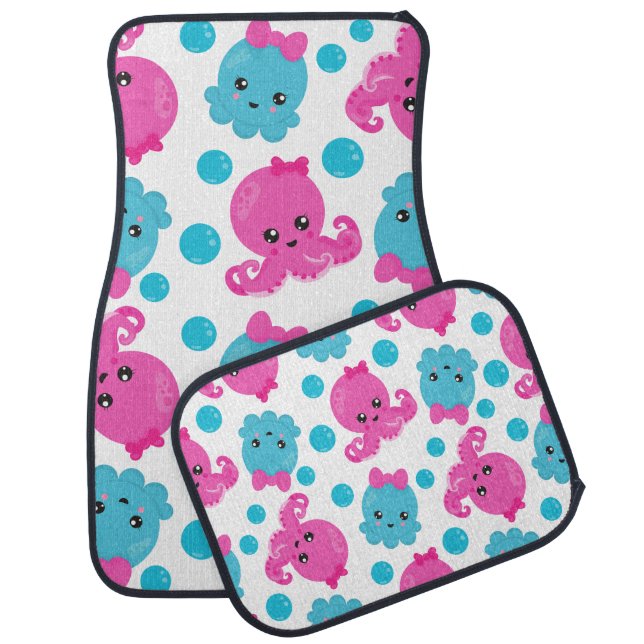 Octopus Pattern, Cute Octopus, Sea Animals Car Floor Mat (Set)