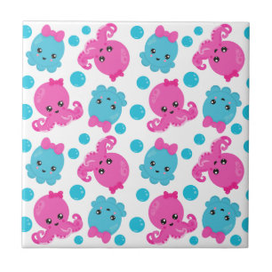 Octopus Pattern, Cute Octopus, Sea Animals Ceramic Tile