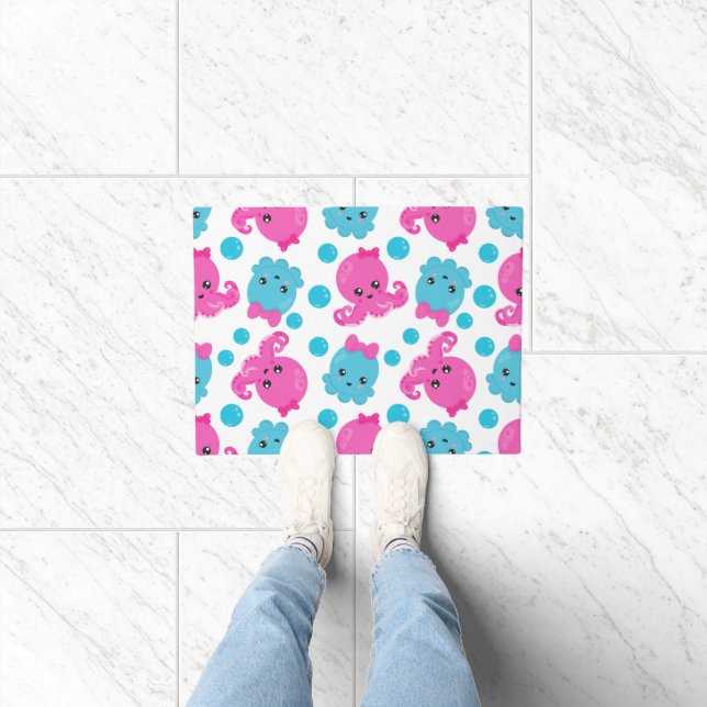 Octopus Pattern, Cute Octopus, Sea Animals Doormat (Indoor)
