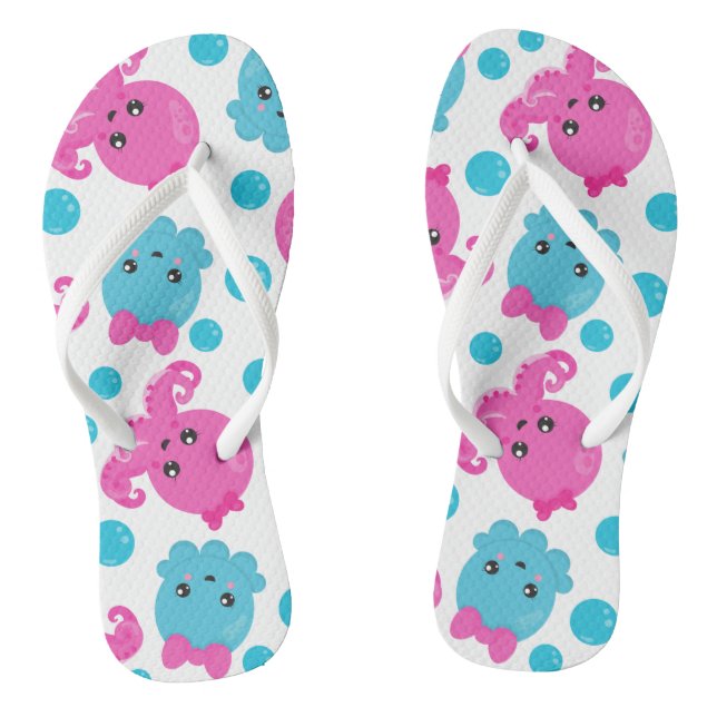 Octopus Pattern, Cute Octopus, Sea Animals Flip Flops (Footbed)