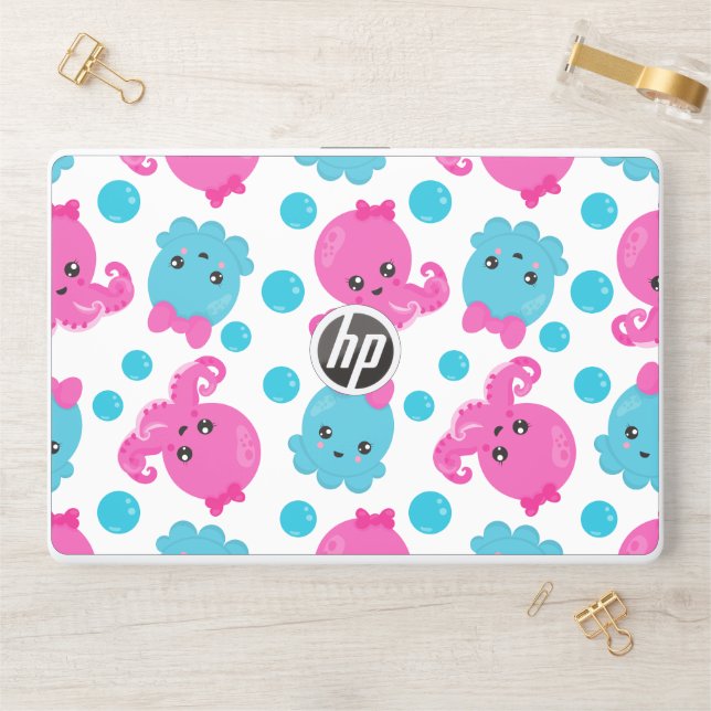 Octopus Pattern, Cute Octopus, Sea Animals HP Laptop Skin (Desk)