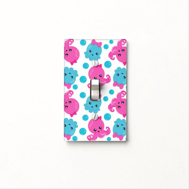 Octopus Pattern, Cute Octopus, Sea Animals Light Switch Cover (In Situ)