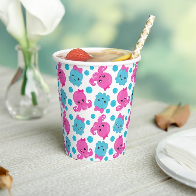 Octopus Pattern, Cute Octopus, Sea Animals Paper Cups (Insitu)
