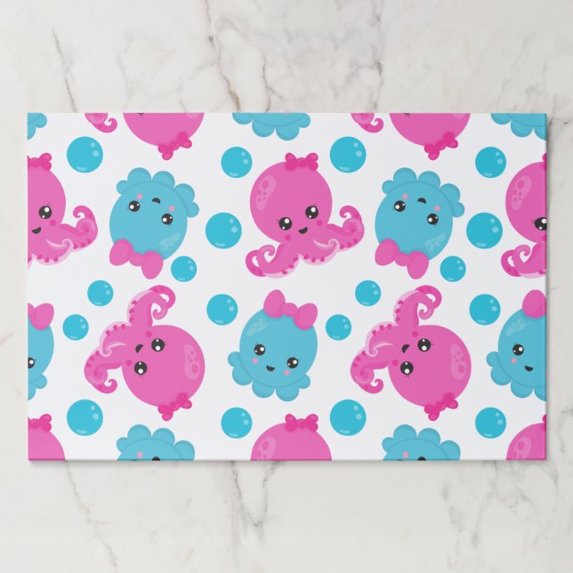 Octopus Pattern, Cute Octopus, Sea Animals Paper Pad (Front)