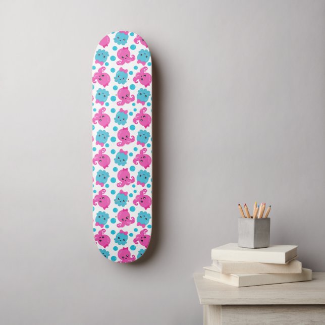 Octopus Pattern, Cute Octopus, Sea Animals Skateboard (Wall Art)