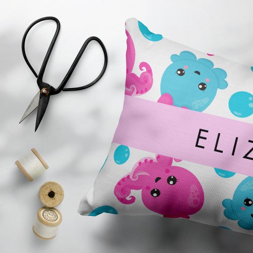 Octopus Pattern Cute Octopus Sea Your Name Accent Pillow