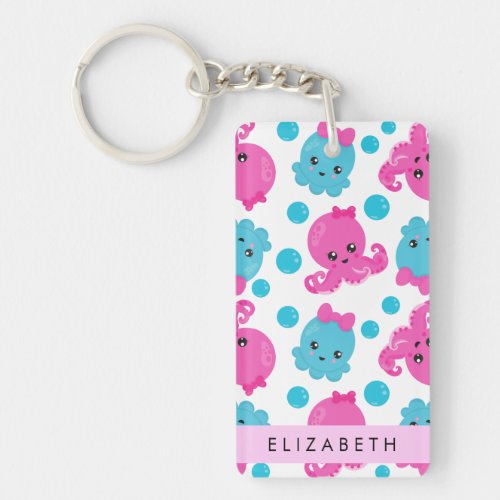 Octopus Pattern Cute Octopus Sea Your Name Keychain