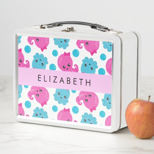 Octopus Pattern Cute Octopus Sea Your Name Metal Lunch Box