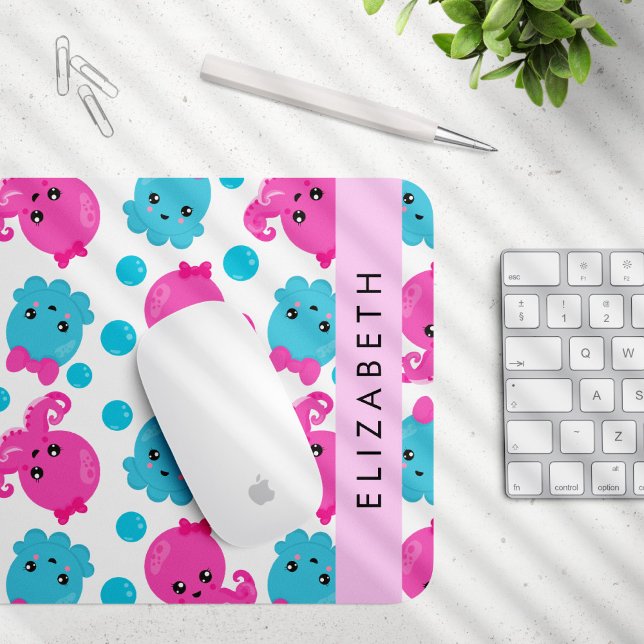 Octopus Pattern, Cute Octopus, Sea, Your Name Mouse Pad (Creator Uploaded)