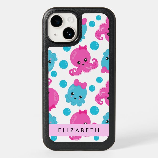 Octopus Pattern, Cute Octopus, Sea, Your Name Otterbox iPhone Case (Back)