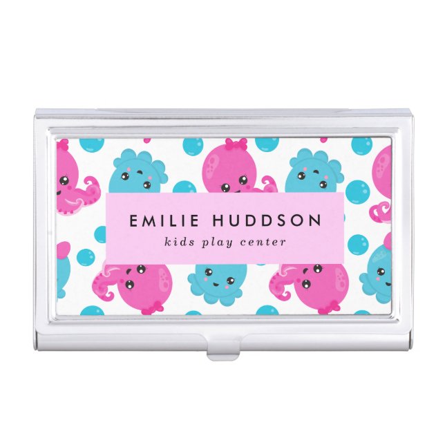 Octopus Pattern, Kids Play Center, Activity Center Business Card Case (Front)