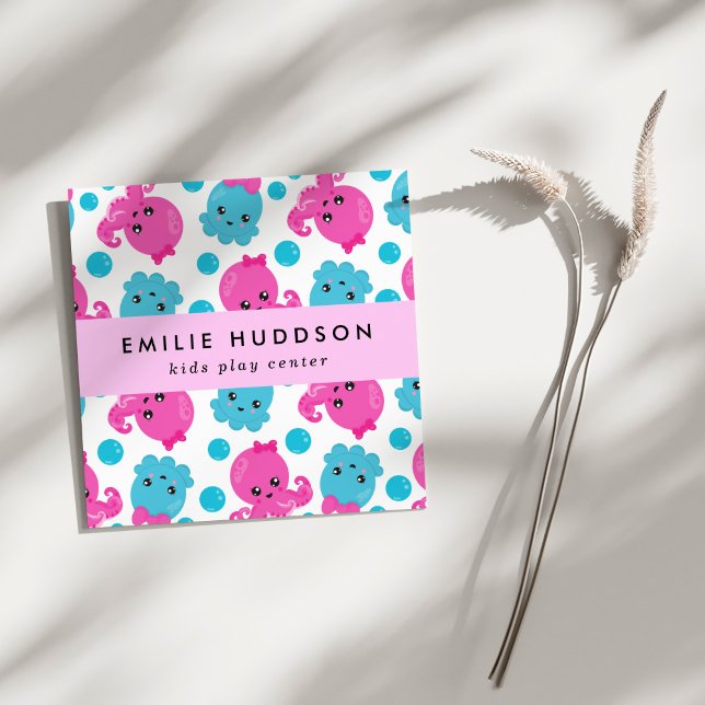 Octopus Pattern, Kids Play Center, Activity Center Square Business Card (Creator Uploaded)