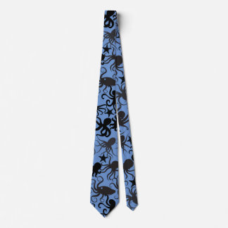 Octopus Pattern.w LBlue BG Neck Tie