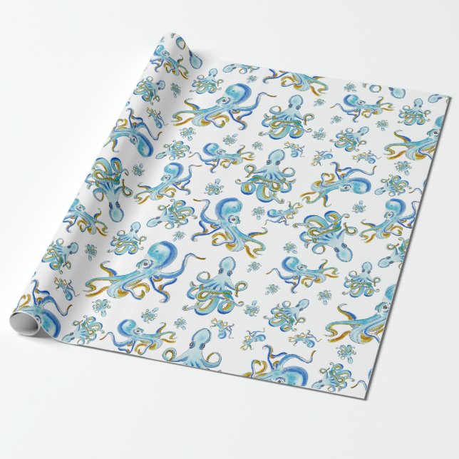 Octopus Pattern Wrapping Paper (Unrolled)