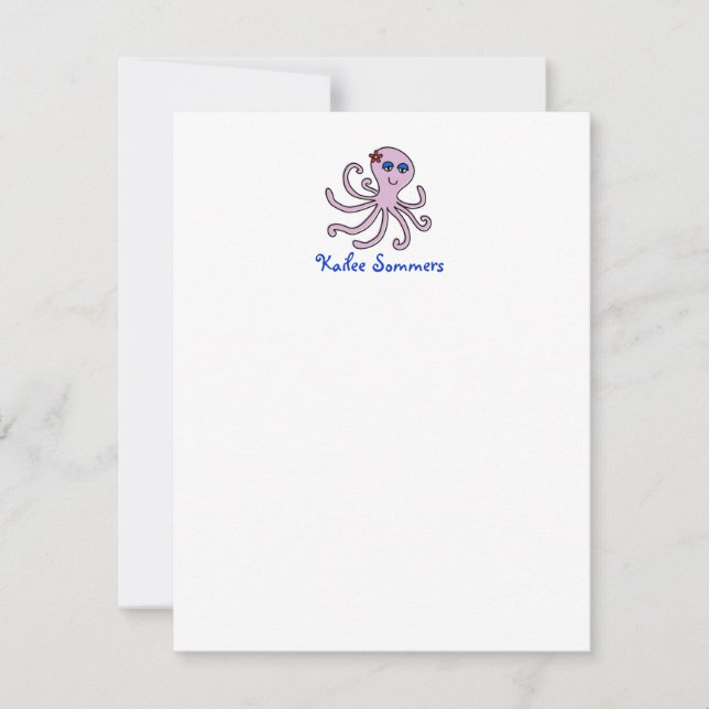 Octopus Personal Stationery, 4.25x5.5 Note Card (Front)