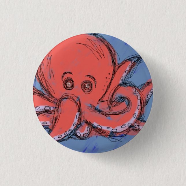 Octopus Pinback Button (Front)