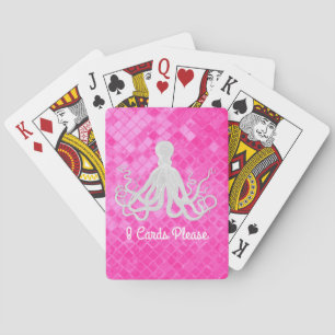 Octopus Pink Sea Glass Personalize Poker Cards