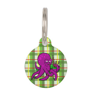 Octopus Piper Musical Instrument Illustration Pet ID Tag
