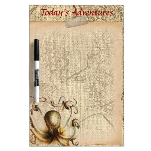 Octopus Pirate Map Todays Adventures To_Do List Dry_Erase Board