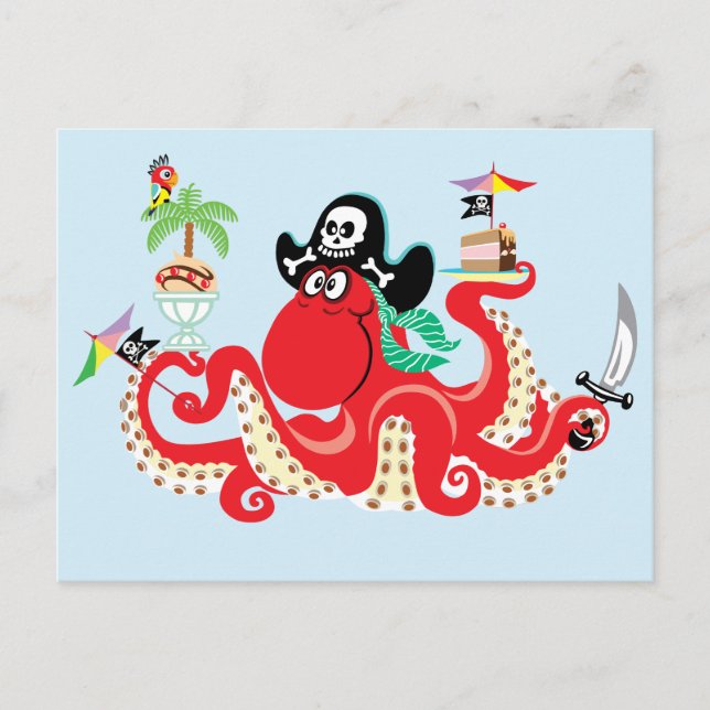 octopus pirate postcard (Front)
