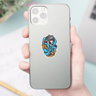 Octopus Pirate Skull Sticker