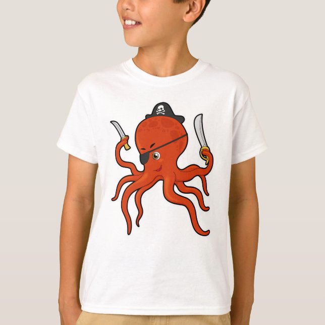 Octopus Pirate Sword T-Shirt (Front)
