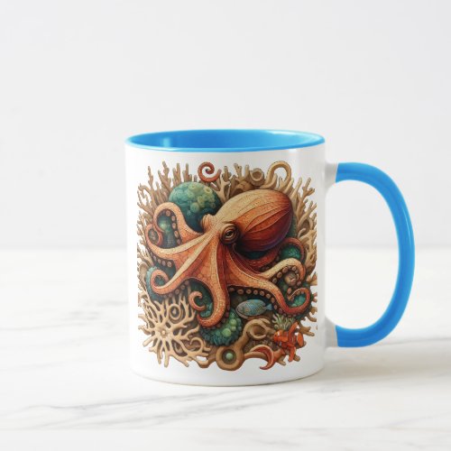 Octopus playing drums in the Ocean Mug