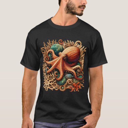 Octopus playing drums in the Ocean T_Shirt