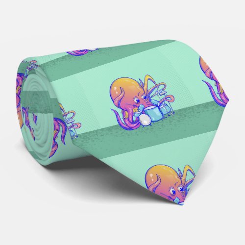 Octopus Playing Drums Neck Tie