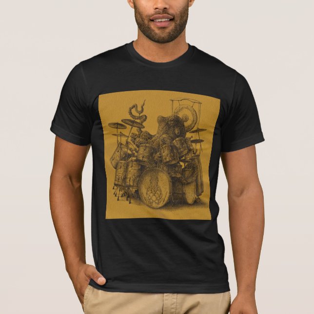 Octopus Playing Drums, Octopus Gift, Drummer Gift T-Shirt (Front)