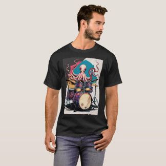 octopus playing drums t shirt
