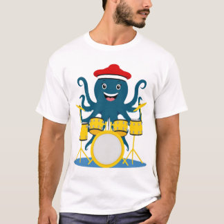 octopus playing drums t shirt