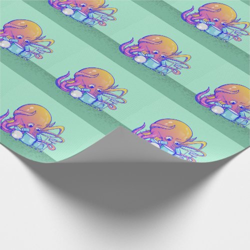Octopus Playing Drums Wrapping Paper