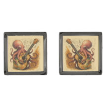 Octopus Playing Guitar Vintage Music Art