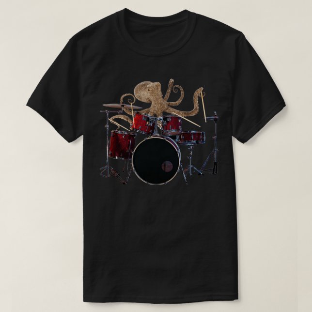 Octopus Playing Red Drums Mens Gift Drummer Octopu T-Shirt (Design Front)