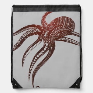 OCTOPUS POLYNESIAN TRIBAL DRAWSTRING BAG