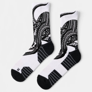 OCTOPUS POLYNESIAN TRIBAL HAWAII ISLANDS Blk Socks