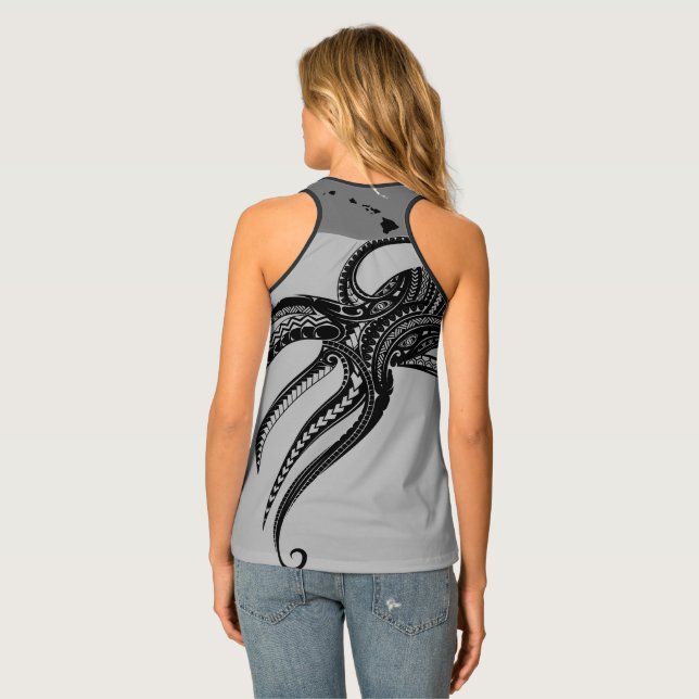OCTOPUS POLYNESIAN TRIBAL HAWAII ISLANDS Blk Tank Top (Back Full)