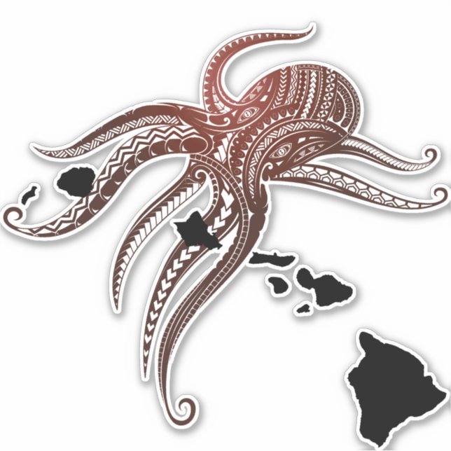 OCTOPUS POLYNESIAN TRIBAL HAWAII ISLANDS STICKER (Front)
