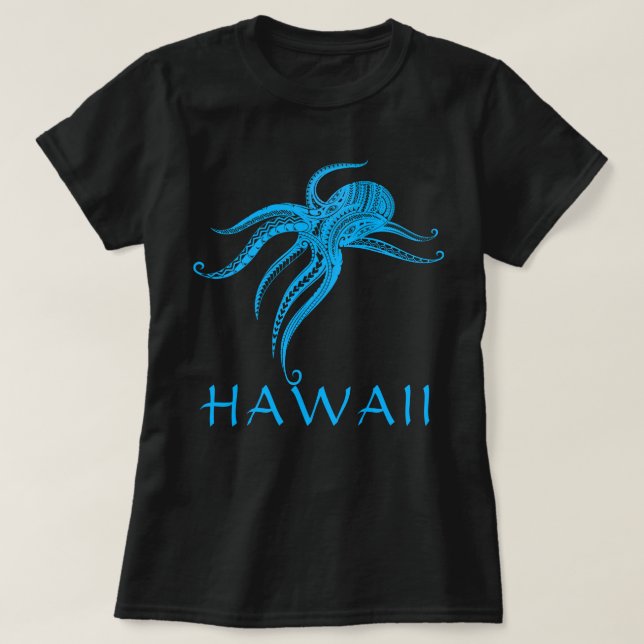 OCTOPUS POLYNESIAN TRIBAL HAWAII LtBlue T-Shirt (Design Front)